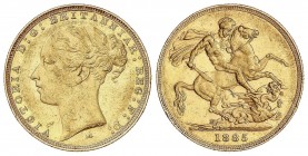 WORLD COINS: AUSTRALIA
Australia
Soberano. 1885-M. VICTORIA. MELBOURNE. 7,96 grs. AU. (Golpecitos en anverso). Fr-16; KM-6. EBC-.