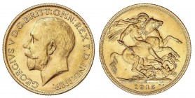 WORLD COINS: AUSTRALIA
Australia
Soberano. 1915-M. JORGE V. MELBOURNE. 7,98 grs. AU. Restos de brillo original. Fr-39; KM-29. EBC.