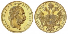 WORLD COINS: AUSTRIA
Austria
1 Ducado. 1915. FRANCISCO JOSÉ I. 3,49 grs. AU. Reacuñación oficial (Restrike). Fr-494; KM-2267. PROOF.