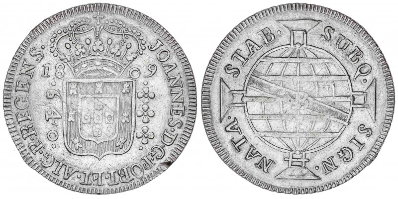 WORLD COINS: BRAZIL
Brazil
640 Reis. 1809-B. JUAN PRÍNCIPE REGENTE. BAHÍA. 18,...