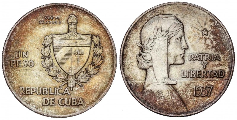 WORLD COINS: CUBA
Cuba
1 Peso. 1937. 26,60 grs. AR. Tipo ABC. Pátina original....