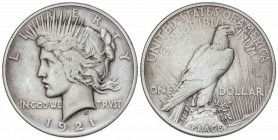 WORLD COINS: UNITED STATES
United States of America
1 Dólar. 1921. 26,60 grs. AR. Tipo Paz. ESCASA. KM-150. MBC.