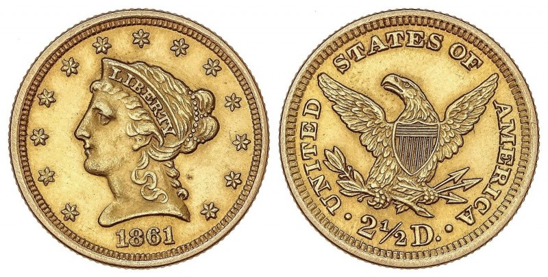 WORLD COINS: UNITED STATES
United States of America
2 1/2 Dólares. 1861. 4,18 ...