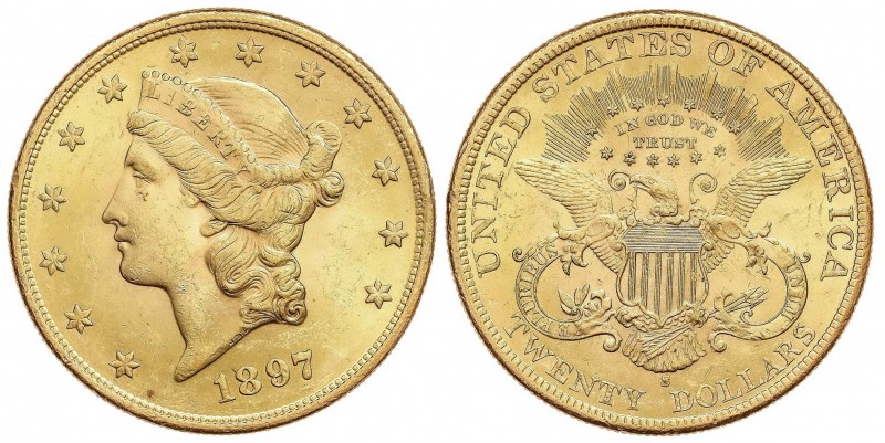 WORLD COINS: UNITED STATES
United States of America
20 Dólares. 1897-S. SAN FR...