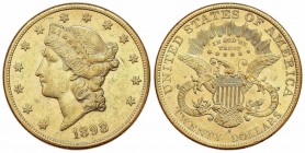 WORLD COINS: UNITED STATES
United States of America
20 Dólares. 1898-S. SAN FRANCISCO. 33,40 grs. AU. Coronet Head. (Rayitas). Fr-178; KM-74.3. (EBC...