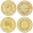 WORLD COINS: FRANCE
France
Lote 2 monedas 10 Francos. 1855-A y 1858-A. NAPOLEÓN III. PARÍS. AU. (La de 1855 rayas y restos de soldadura en anverso)....
