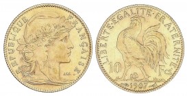 WORLD COINS: FRANCE
France
10 Francos. 1907. III REPÚBLICA. 3,22 grs. AU. Fr-597; KM-846. EBC-.