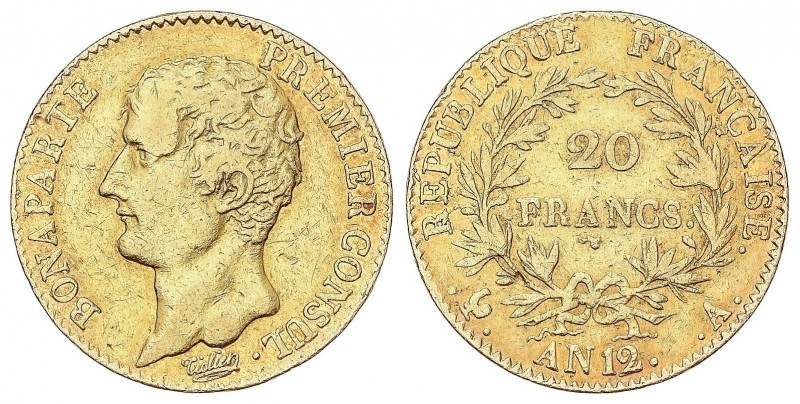 WORLD COINS: FRANCE
France
20 Francos. An 12-A. BONAPARTE PREMIER CONSUL. PARÍ...