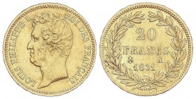 WORLD COINS: FRANCE
France
20 Francos. 1831-A. LUIS FELIPE I. PARÍS. 6,41 grs. AU. Leyenda canto en relieve. Fr-553; KM-746.1. MBC.