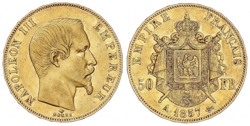 WORLD COINS: FRANCE
France
50 Francos. 1857-A. NAPOLEÓN III. PARÍS. 16,06 grs....