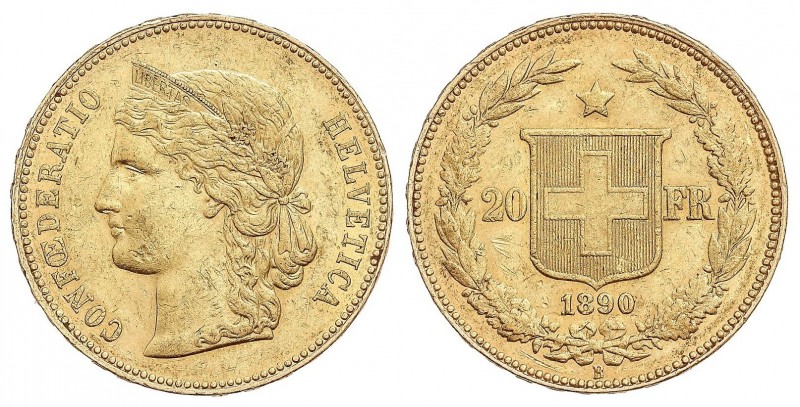 WORLD COINS: SWITZERLAND
Switzerland
20 Francos. 1890-B. BERNA. 6,44 grs. AU. ...