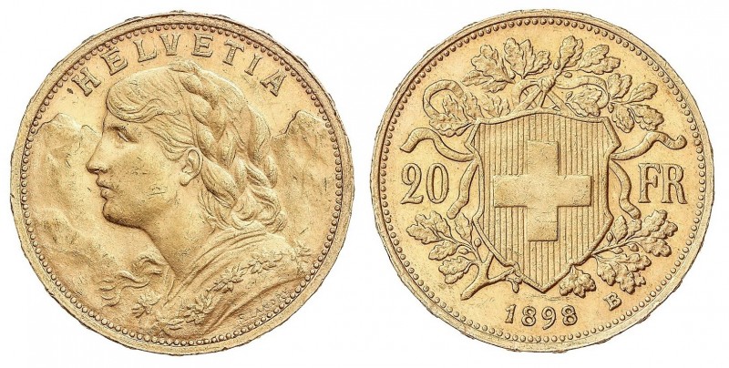 WORLD COINS: SWITZERLAND
Switzerland
20 Francos. 1898-B. BERNA. 6,45 grs. AU. ...