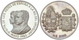 WORLD COINS: URUGUAY
Uruguay
2.000 Nuevos Pesos. Mayo 1983. 64,90 grs. AR. Visita Reyes de España. Bruce-X1. PROOF.