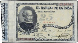 SPANISH BANK NOTES: BANCO DE ESPAÑA
Spanish Banknotes
25 Pesetas. 24 Julio 1893. Jovellanos. ESCASO. Ed-300. MBC+.
