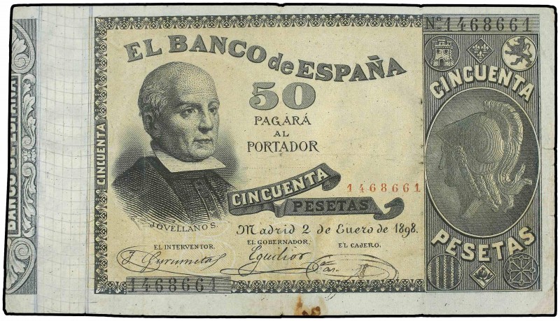 SPANISH BANK NOTES: BANCO DE ESPAÑA
Spanish Banknotes
50 Pesetas. 2 Enero 1898...