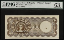 SPANISH BANK NOTES: BANCO DE ESPAÑA
Spanish Banknotes
500 Pesetas PRUEBA DE ESTADO DE REVERSO DE LA SERIE 1884 ´MENDIZÁBAL`. 1 Enero 1884. Prueba re...
