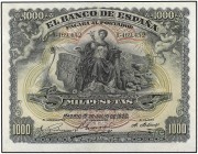 SPANISH BANK NOTES: BANCO DE ESPAÑA
Spanish Banknotes
1.000 Pesetas. 15 Julio 1907. Palacio Real de Madrid. (Reparaciones). Ed-322. MBC+.