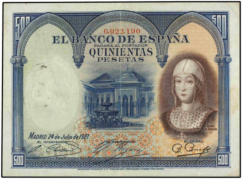 SPANISH BANK NOTES: ESTADO ESPAÑOL
Spanish Banknotes
500 Pesetas. 24 Julio 192...