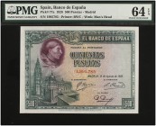 SPANISH BANK NOTES: CIVIL WAR, REPUBLICAN ZONE
Spanish Banknotes
500 Pesetas. 15 Agosto 1928. Cardenal Cisneros. Precintado y garantizado por PMG (n...