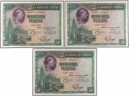 SPANISH BANK NOTES: CIVIL WAR, REPUBLICAN ZONE
Spanish Banknotes
Lote 3 billetes 500 Pesetas. 15 Agosto 1928. Cardenal Cisneros. Trío correlativo. (...