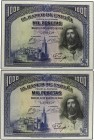SPANISH BANK NOTES: CIVIL WAR, REPUBLICAN ZONE
Spanish Banknotes
Lote 2 billetes 1.000 Pesetas. 15 Agosto 1928. San Fernando. Pareja correlativa. (L...
