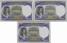 SPANISH BANK NOTES: CIVIL WAR, REPUBLICAN ZONE
Spanish Banknotes
Lote 3 billetes 100 Pesetas. 25 Abril 1931. Fernández de Córdoba. Trío correlativo....