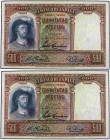 SPANISH BANK NOTES: CIVIL WAR, REPUBLICAN ZONE
Spanish Banknotes
Lote 2 billetes 500 Pesetas. 25 Abril 1931. Elcano. Pareja correlativa. (Levísima d...
