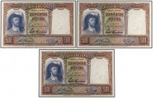 SPANISH BANK NOTES: CIVIL WAR, REPUBLICAN ZONE
Spanish Banknotes
Lote 3 billetes 500 Pesetas. 25 Abril 1931. Elcano. Trío correlativo. Ed-361. SC.