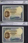 SPANISH BANK NOTES: CIVIL WAR, REPUBLICAN ZONE
Spanish Banknotes
Lote 2 billetes 500 Pesetas. 7 Enero 1935. Hernán Cortés. Pareja correlativa. Preci...