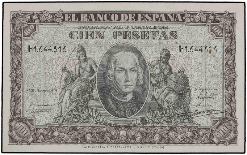 SPANISH BANK NOTES: ESTADO ESPAÑOL
Estado Español
100 Pesetas. 9 Enero 1940. C...