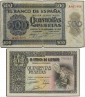 SPANISH BANK NOTES: ESTADO ESPAÑOL
Estado Español
Lote 2 billetes 500 Pesetas. 21 Noviembre 1936 y 21 Octubre 1940. Catedral de Salamanca Serie A y ...