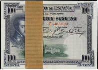 SPANISH BANK NOTES: CIVIL WAR, REPUBLICAN ZONE
Lote 100 billetes 100 Pesetas. 1 Julio 1925. Felipe II. Serie F. Todos correlativos. A EXAMINAR. Ed-35...