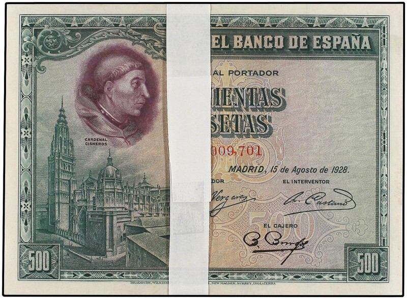 SPANISH BANK NOTES: CIVIL WAR, REPUBLICAN ZONE
Lote 100 billetes 500 Pesetas. 1...