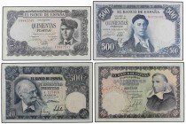 SPANISH BANK NOTES: ESTADO ESPAÑOL
Lote 4 billetes 500 Pesetas. 1946 a 1971. Francisco de Vitoria, Benlliure Serie A, Zuloaga Serie N y Verdaguer Ser...