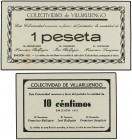 PAPER MONEY OF THE CIVIL WAR: ARAGÓN-FRANJA DE PONENT
Aragón-Franja Ponent
Lote 2 billetes 10 Céntimos y 1 Peseta. Emisión 1937. COLECTIVIDAD DE VIL...