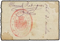 PAPER MONEY OF THE CIVIL WAR: ANDALUCÍA
Andalucia
25 Céntimos. ALCALDÍA DE JUVILES (Granada). Manuscrito y con sello estampado. (Manchitas y pequeña...