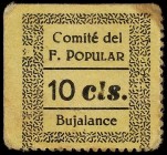 PAPER MONEY OF THE CIVIL WAR: ANDALUCÍA
Andalucia
10 Céntimos. COMITÉ DEL FRENTE POPULAR. BUJALANCE (Córdoba). Mont-371; RGH-1298. EBC-.