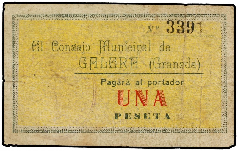 PAPER MONEY OF THE CIVIL WAR: ANDALUCÍA
Andalucia
1 Peseta. Octubre 1937. C.M....
