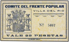 PAPER MONEY OF THE CIVIL WAR: ANDALUCÍA
Andalucia
2 Pesetas. COMITÉ DEL FRENTE POPULAR. VILLA DEL RÍO (Córdoba). Mont-1591E; RGH-5493. EBC.