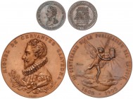 SPANISH MEDALS
Lote 2 medallas. 1812 y 1905. AR Ø 28 mm. y Br. Ø 60 mm. 1812 Victoria Batallas Duque de Wellington VQ-14197 y 1905 III Centenario Pub...