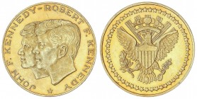WORLD COINS: UNITED STATES
Medalla. S/F. ESTADOS UNIDOS. Anv.: JOHN y ROBERT F. KENNEDY. 5,96 grs. AU. Ø 31 mm. EBC-.