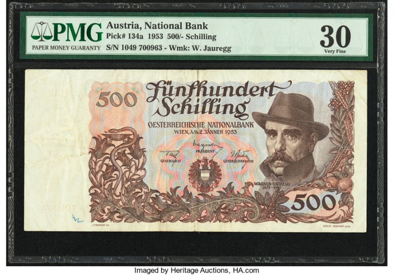 Austria Austrian National Bank 500 Schilling 2.1.1953 Pick 134a PMG Very Fine 30...