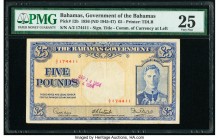 Bahamas Bahamas Government 5 Pounds 1936 (ND 1945-47) Pick 12b PMG Very Fine 25. Ink stamps; small holes.

HID09801242017