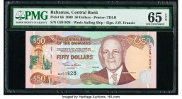 Bahamas Central Bank 50 Dollars 2000 Pick 66 PMG Gem Uncirculated 65 EPQ. 

HID09801242017