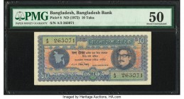Bangladesh Bangladesh Bank 10 Taka ND (1972) Pick 8 PMG About Uncirculated 50. Staple holes at issue.

HID09801242017