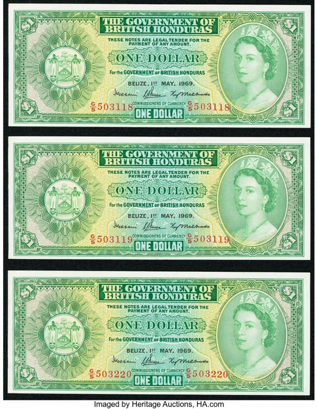 British Honduras Government of British Honduras 1 Dollar 1.5.1969 Pick 28b Three...