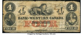 Canada Clifton, CW- Bank of Western Canada 4 Dollars 20.9.1859 Ch. # 795-10-12 Fine. Tape repaired tears.

HID09801242017