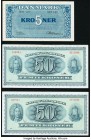 Denmark National Bank 5; 50 (2) Kroner 1950; 1966; 1970 Pick 35g; 45f; 45r9 Three Examples Very Fine or Better. 

HID09801242017