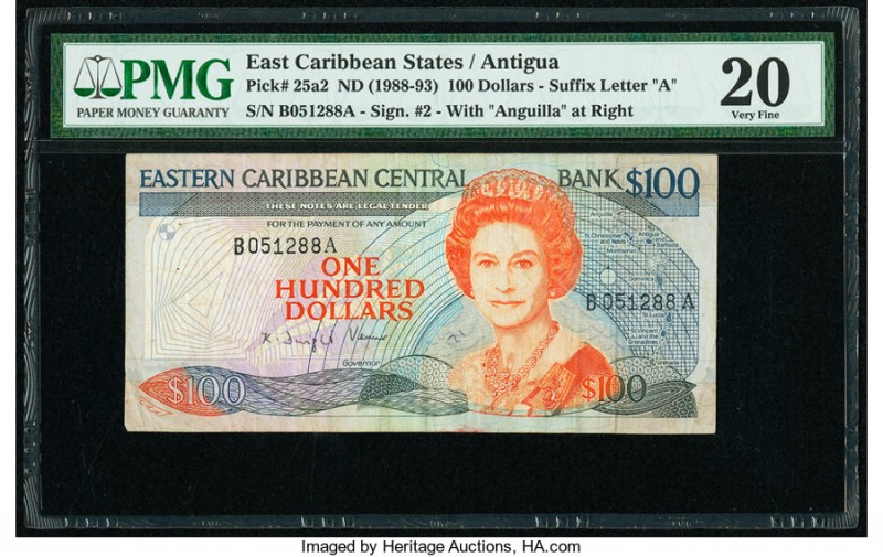 East Caribbean States Central Bank, Antigua 100 Dollars ND (1988-93) Pick 25a2 P...