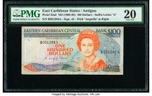 East Caribbean States Central Bank, Antigua 100 Dollars ND (1988-93) Pick 25a2 PMG Very Fine 20. Annotation.

HID09801242017